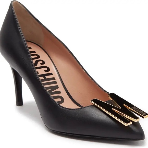 MOSCHINO Logo 3” Pump Heel Sz US7.5 / EU38 Italy - Picture 1 of 6